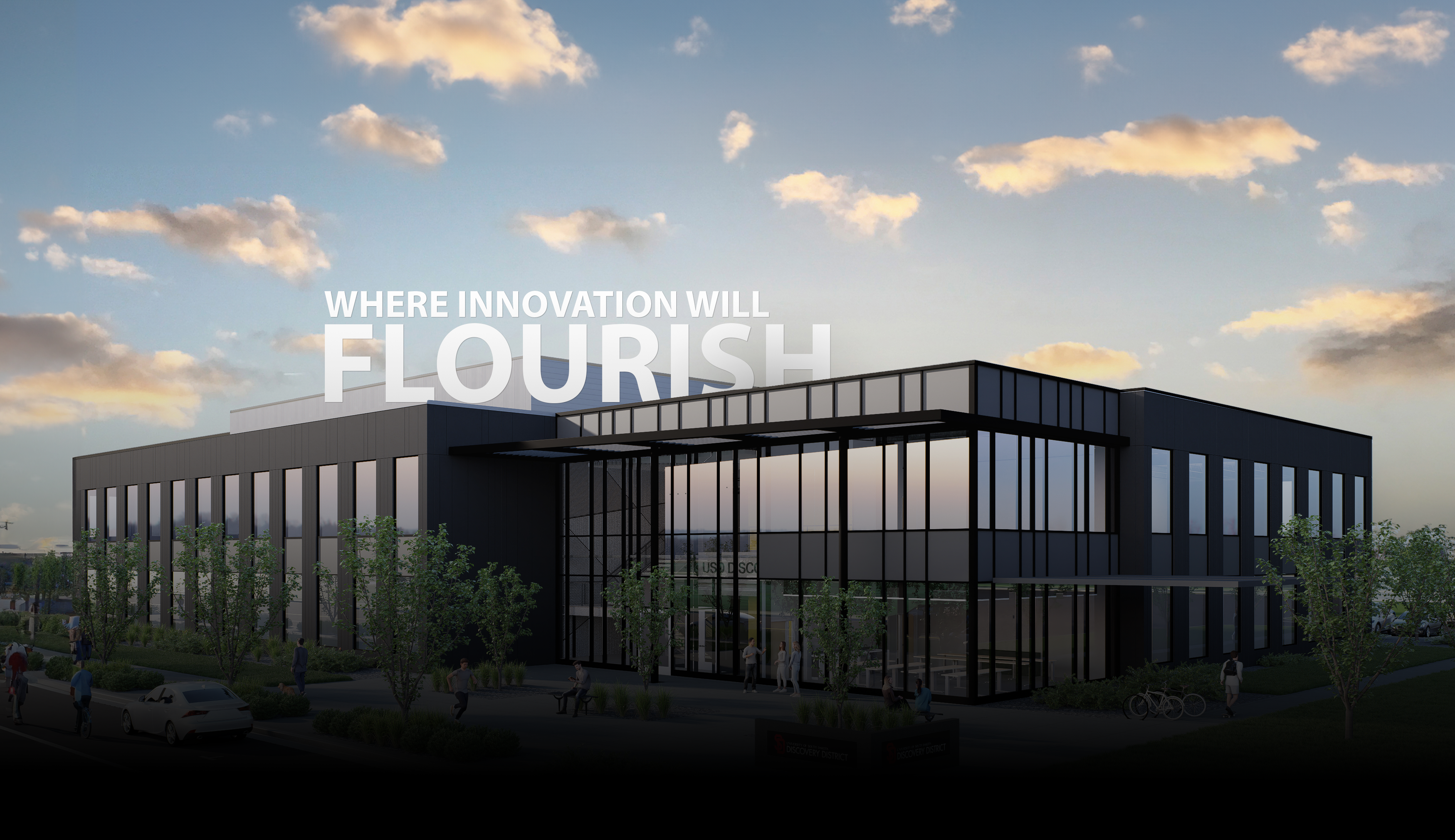 Building 1 concept rendering at the USD Discovery District is a 57,000 sq ft facility.