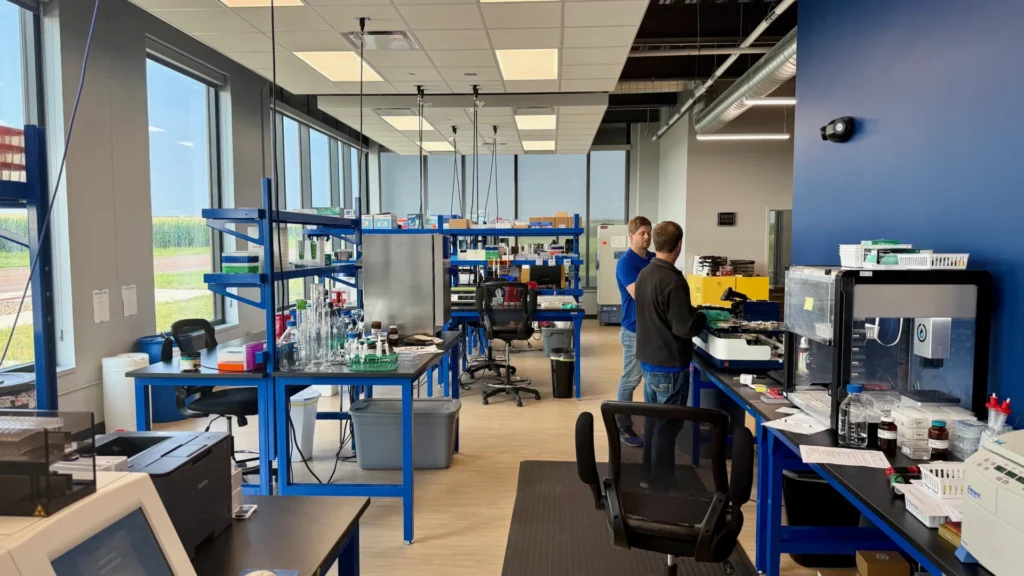 Inside OmegaQuant’s new laboratory at the USD Discovery District, technicians prepare fatty acid testing workflows in the company’s expanded research and diagnostics space. Photo courtesy of SiouxFalls.Business.