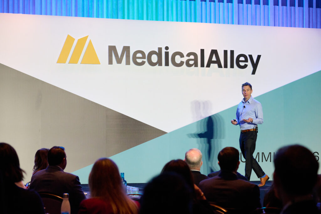 Chris Barton, founder of Shazam, delivers the keynote at the 2026 Medical Alley Summit in Minneapolis.